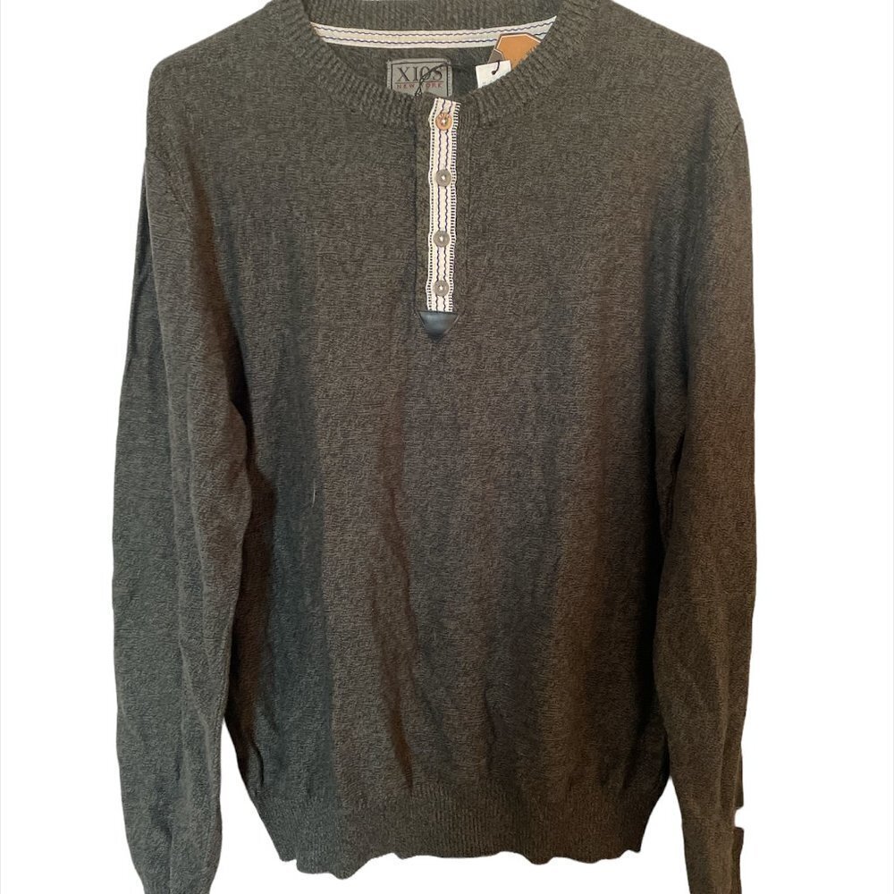 NWT XIOS NEW YORK Olive Button Down Henley Men's Large